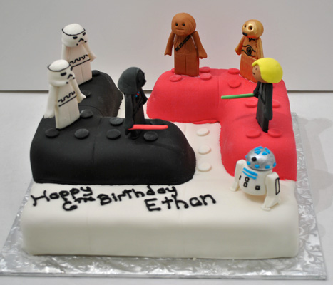 Star Wars Birthday Cake on Star Wars Lego Wars For Ethan S Birthday White Cake Stacked And