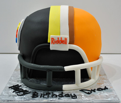 One side for the Browns and the other for the Steelers. The cake is 